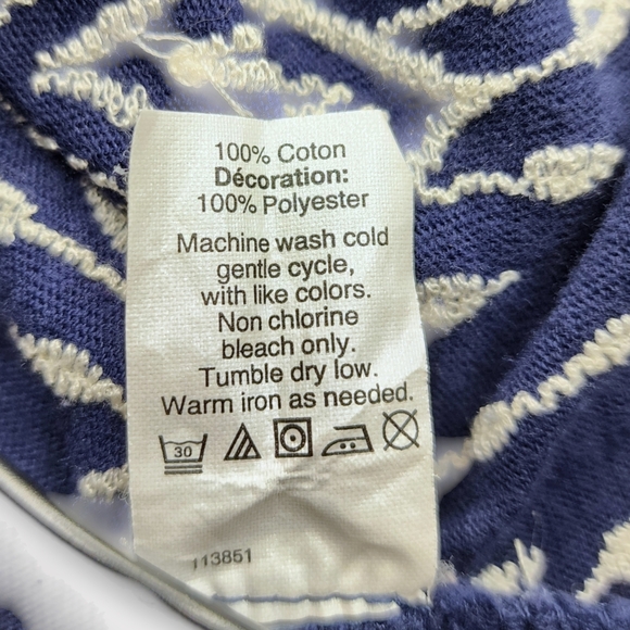 J. Crew Navy Blue Embroidered 3/4 Sleeve Sweater Top 100% Cotton Size Small - Picture 6 of 9